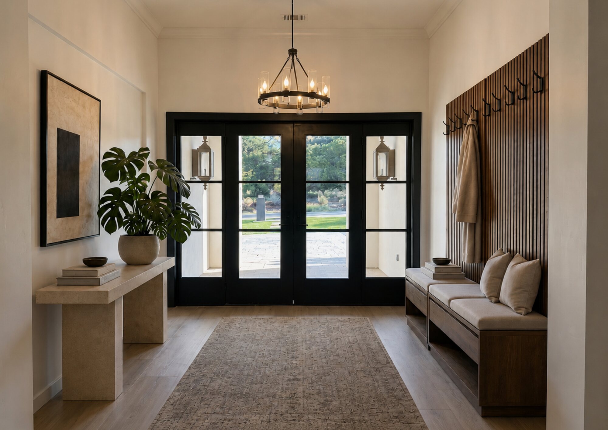 Texas entry, staged