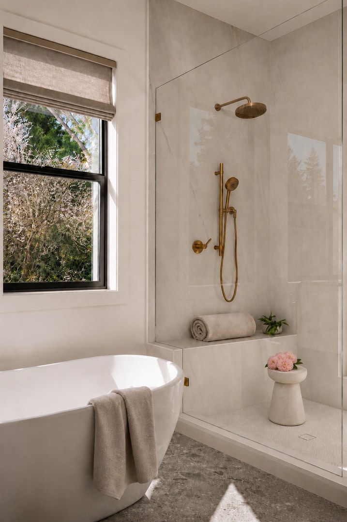 Spec home bathroom, material direction